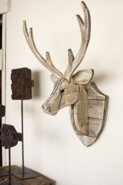 Recycled Wooden Deer Head Wall Hanging