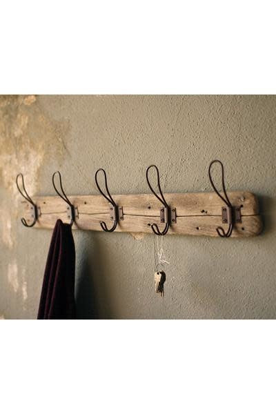 Recycled Wood Coat Rack With Rustic Hooks