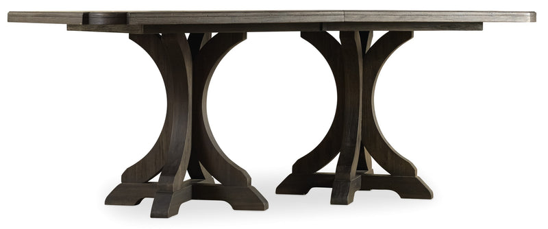 Corsica Dark Rectangle Pedestal Dining Table w/2-20in Leaves