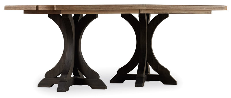 Corsica Dark Rectangle Pedestal Dining Table (Dark Base/Light Top)