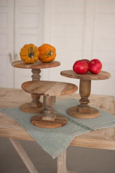 Set Of Three Recycled Wooden Display Stands